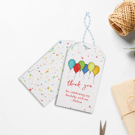 Färgkonfetti Whimsical Calligraphy-ballonger Presentetikett