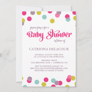 FÄRGKONFETTIDOSER BABY SHOWER-INBJUDAN INBJUDNINGAR