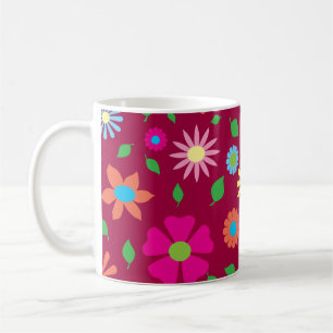 Färgkonst av blommigt kaffemugg