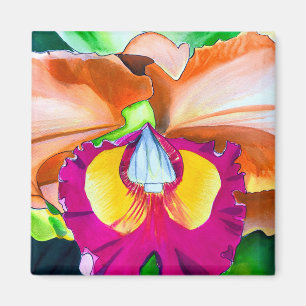 Färgkonst av blommor eller vattenfärg magnet