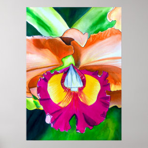 Färgkonst av blommor eller vattenfärg poster