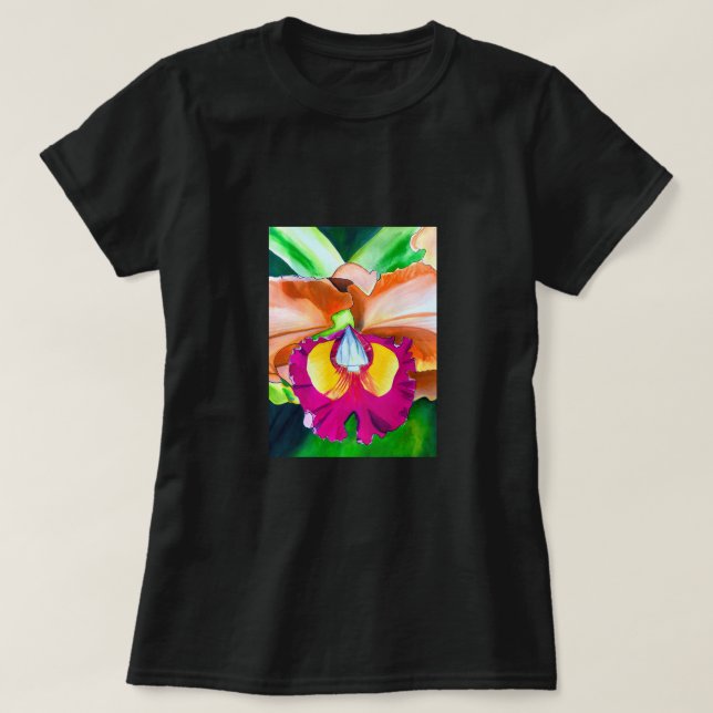Färgkonst av blommor eller vattenfärg t shirt (Design framsida)