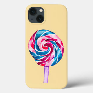 Färgkonst av godis lollipop-vattenfärg
