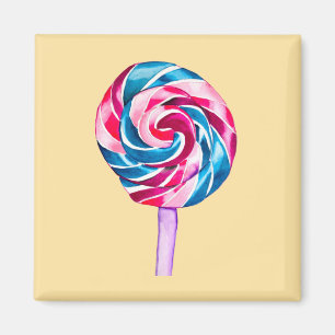 Färgkonst av godis lollipop-vattenfärg magnet