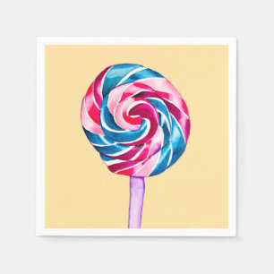 Färgkonst av godis lollipop-vattenfärg pappersservett