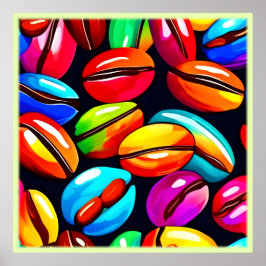 Färgkonst av kaffefågelskans Abstrakt Poster