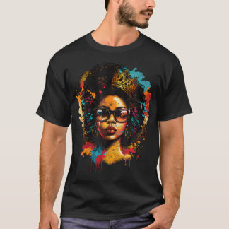 Färgkonst Black Queen Afro Melanin-droppsoppa T Shirt