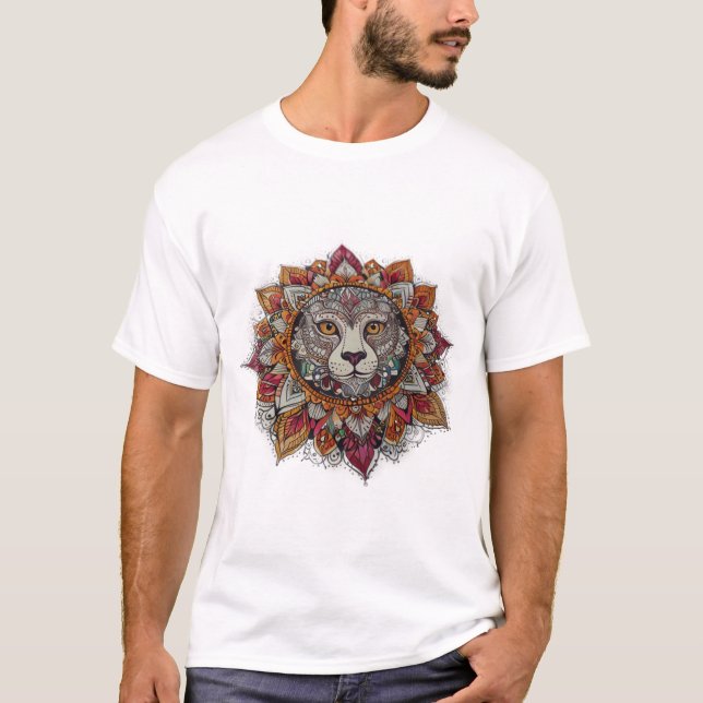 Färgkonst - Boho Andlig Flower Mönster Desig T Shirt (Framsida)