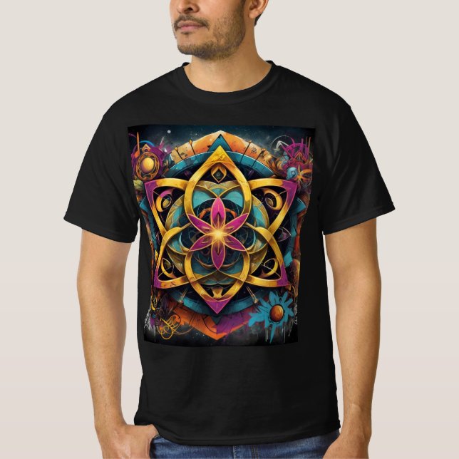 Färgkonst - Boho Andlig Flower Mönster Desig T Shirt (Framsida)