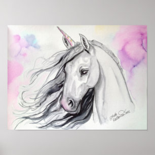 Färgkonst för Unicorn-målning Poster