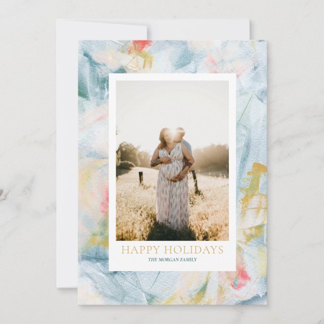 Färgkonst julfotoport - gratulationskort för fotou julkort (Framsida)