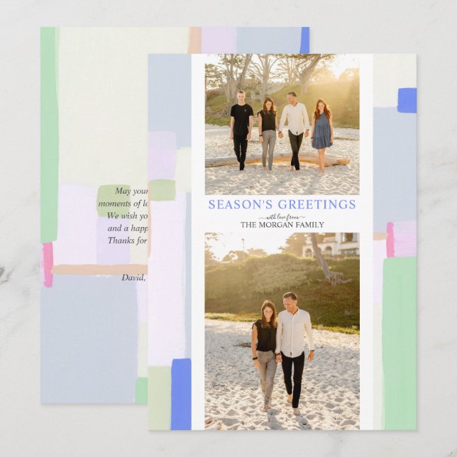 Färgkonst julfotoport - gratulationskort för fotou julkort (Fram/baksida)