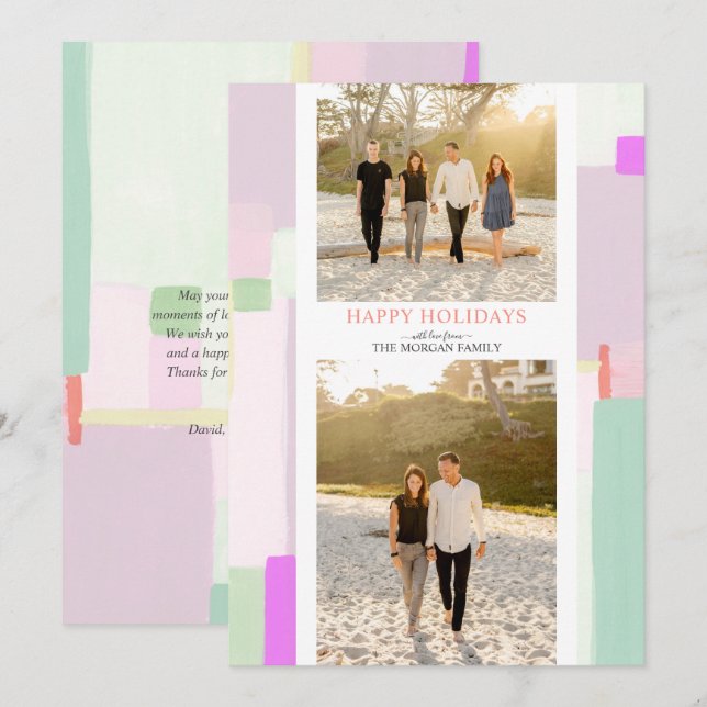 Färgkonst julfotoport - gratulationskort för fotou julkort (Fram/baksida)