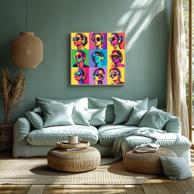 Färgkonst Kvinnor med solglasögon och hörlurar Poster (Skapare uppladdad)