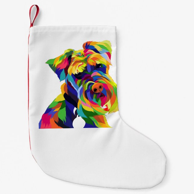 Färgkonstschnauzer mamma och pappa pet liten julstrumpa (Framsidan)