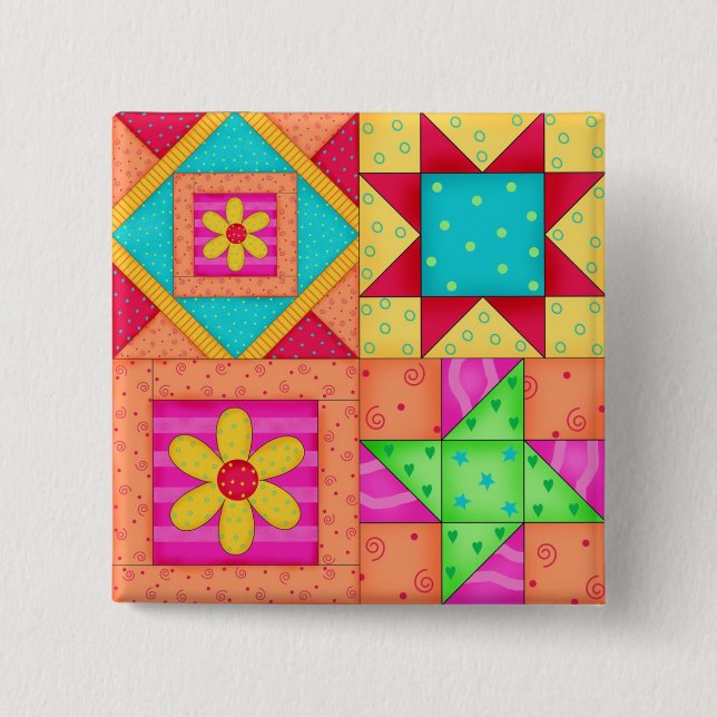 Färgkorrigering Quilt 4 block Stift Knapp (Framsida)