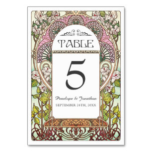 Färgkort Art nouveau Bröllop Bord (set #9) Bordsnummer