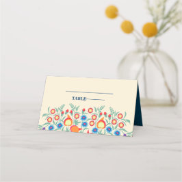 Färgkort för Blommigt Folk Art Bord Place Cards Placeringskort
