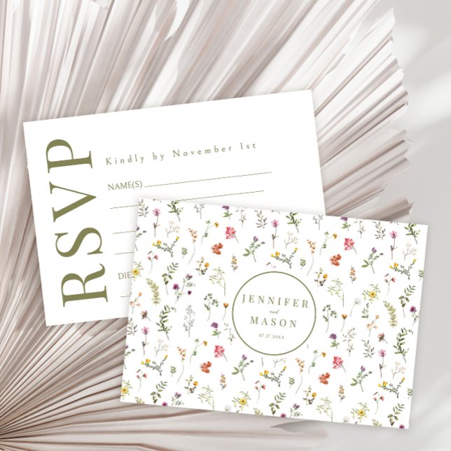 Färgkort för bröllop OSA av ängsblommor Kort (Skapare uppladdad)