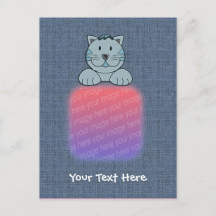 Färgkort för Cute Blue Cat-design Vykort