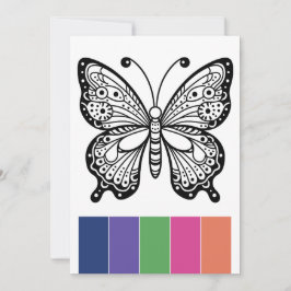 Färgkort för fjäril-Vuxen och Färg-palett Inbjudningar