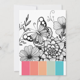 Färgkort för fjärilskonst inbjudningar