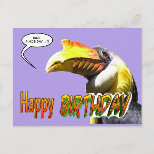 Färgkort för födelsedagspresent för Hornbill Vykort