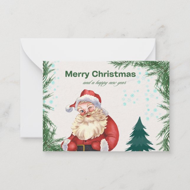 Färgkort för God jul-hälsning med rött och Grönt Anteckningskort (Framsida)