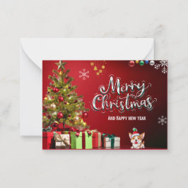 Färgkort för God jul och Grönt Anteckningskort