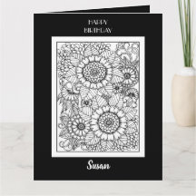 Färgkort för Grattis på födelsedagen Blommigt