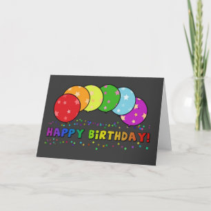 Färgkort för Grattis på födelsedagen Rainbow Ballo Kort