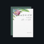 Färgkort för Grönt av Tropical Blommigt Bröllop Rådkort<br><div class="desc">Detta färgstarka rådgivningskort för den tropiska blommigten grönt bröllop är perfekt för din moderna grönt, lila, persiko-bröllop. Konstruktionen har en elegant av klassisk strandfärgsmörjning och blommor, inklusive grönt av eukalyptus, mauve- och rödprotea, rosa hibiscus, orange- och blåfågelfåglar i paradiset och mörk grönt handflatan löv. Utformningen är perfekt för ett enkelt,...</div>