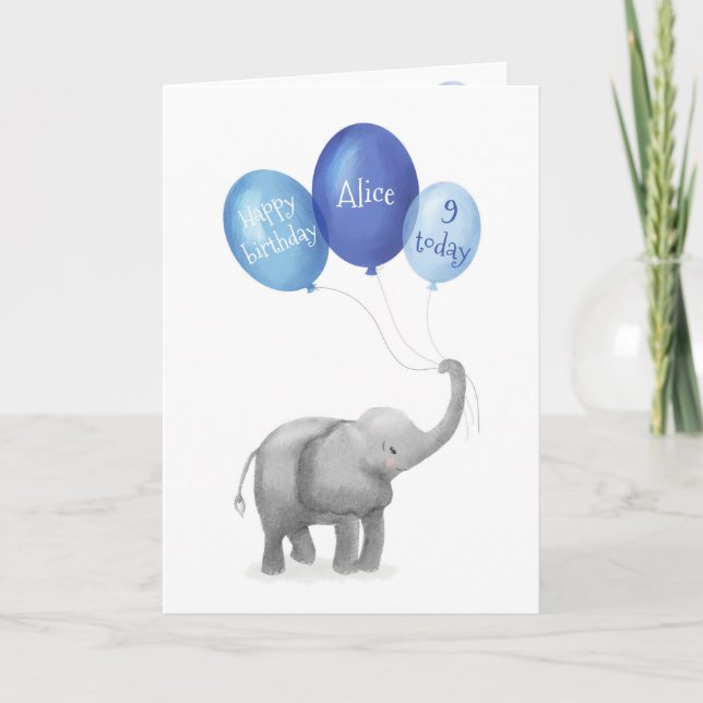 Färgkort för kalkål baby elefant (blått) kort (Framsida)