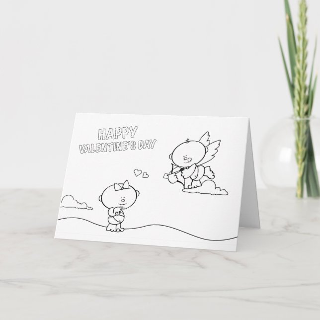 Färgkort för Kids Valentine Kärlek Helgkort (Framsida)