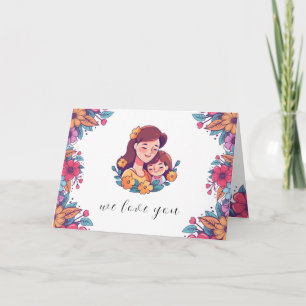 Färgkort för lila och rosa Lycklig Mors dag Kort