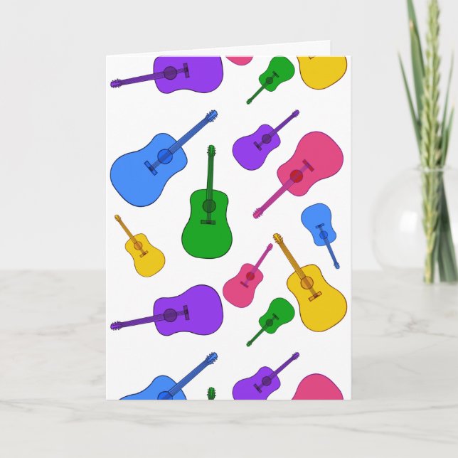 Färgkort för regnbåge Guitar Collage Låt oss Sylt- Kort (Framsida)