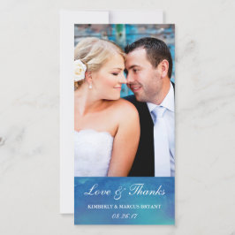 Färgkort för ren Kärlek/Bröllop med vattenfärg/blå Tack Kort