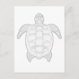 Färgkort för Sea Turtle Vuxen Coloring Postcard Vykort
