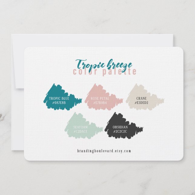 Färgkort för Teal Mint Grått & Rosa Färg Palette (Framsida)