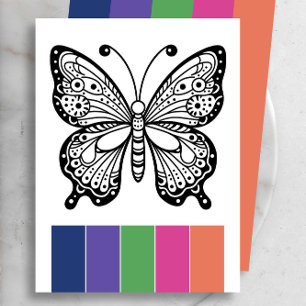 Färgkort för Vuxen av Färg Palette Butterfly Inbjudningar