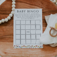 Färgkort för Wildblomsterbabyskor Baby Bingo Card