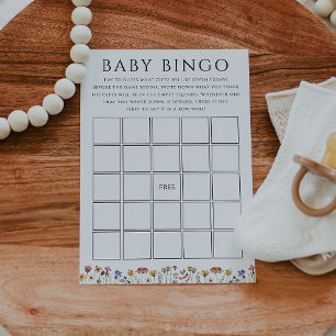 Färgkort för Wildblomsterbabyskor Baby Bingo Card Inbjudningar