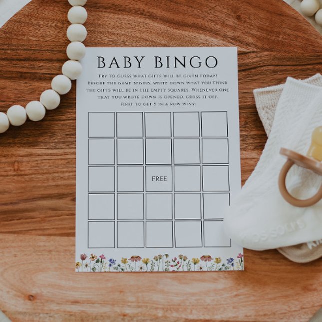 Färgkort för Wildblomsterbabyskor Baby Bingo Card Inbjudningar (Skapare uppladdad)