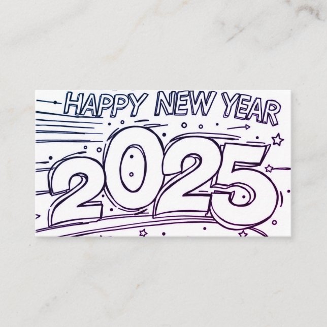 Färgkort Gott nytt år 2025 DIY Visitkort (Framsida)