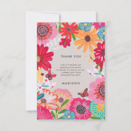 Färgkort med blommor för tack efter examen inbjudningar