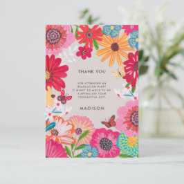 Färgkort med blommor för tack efter examen inbjudningar
