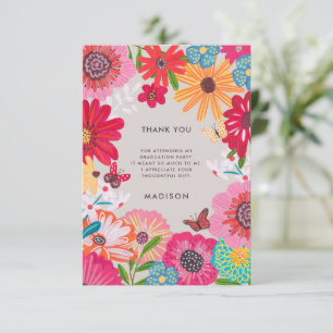 Färgkort med blommor för tack efter examen inbjudningar