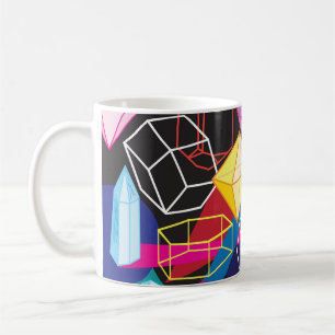 Färgkristaller, abstrakt av mörk, bakgrund kaffemugg