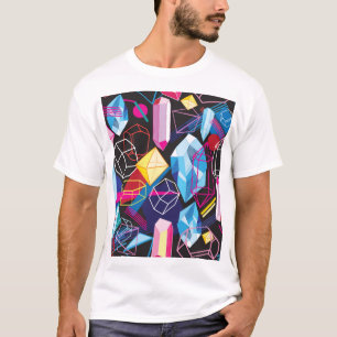 Färgkristaller, abstrakt av mörk, bakgrund t shirt