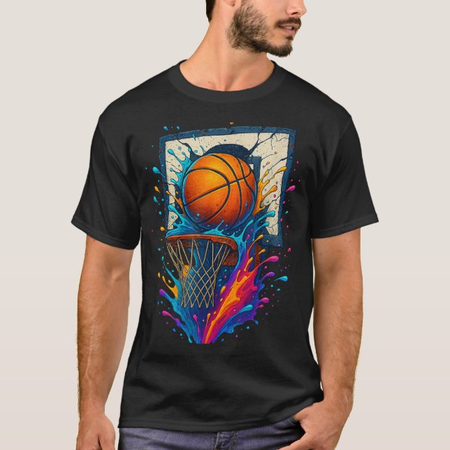Färgkula Slam dunk Stänk Ring-ryggboaren T Shirt (Framsida)